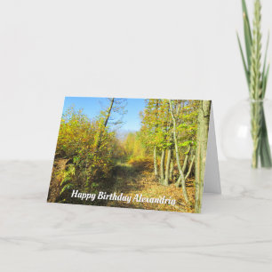 Sunlit Woods no outono - Cartão de Aniversário Per