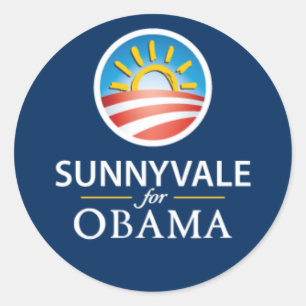 Sunnyvale para a etiqueta redonda de Obama - azul