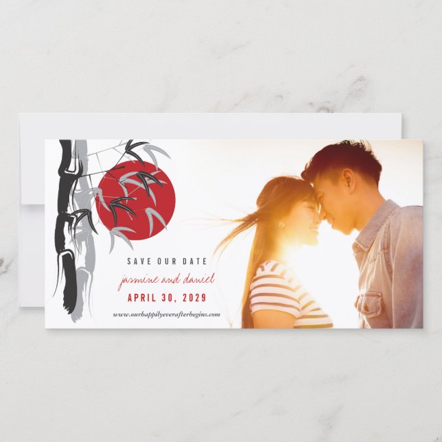 Sunrise Bamboo Casamento Salva O Cartão com fotos  (Frente)