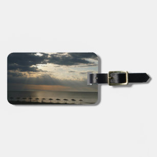 Sunrise na praia grega etiqueta de bagagem persona