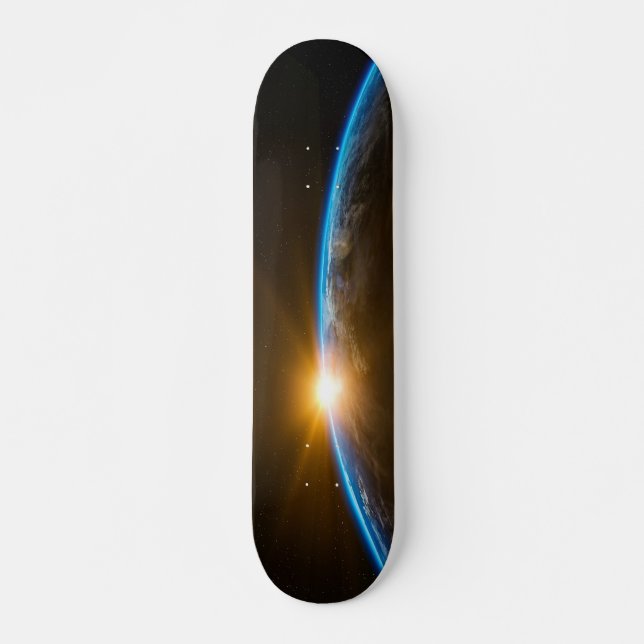 sunrise space galaxy skateboard deck (Frente)