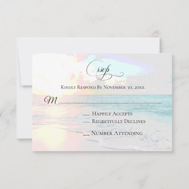 *~* Sunrise Sunset Sea Ocean - RSVP de Casamento d (Frente)