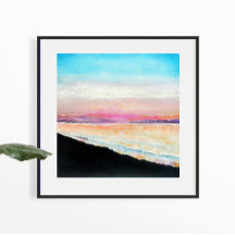 Sunset Beach Rosa Impressão