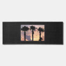 Sunset Beach Tiki Cocktail Spill Mat for Home Bar