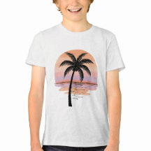 Sunset Beach Vibes – Minimalist Tropical T-Shirt