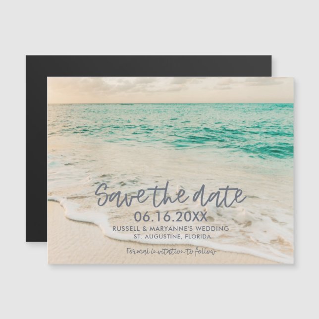 Sunset Beach Wedding Save the Date (Frente/Verso)
