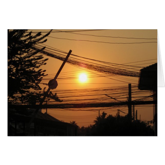 Sunset com fio ... Krung Thep, Cartão Tailândia (Frente Horizontal)