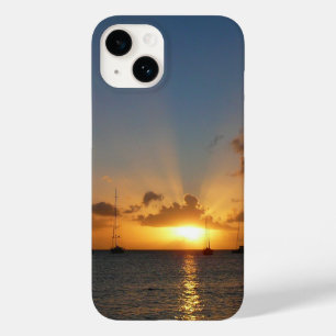 Sunset com Imagem de Paisagem Tropical de Barcos d
