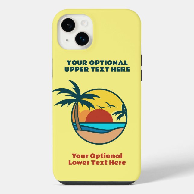 Sunset da Ilha Tropical de Texto Personalizado (Verso)