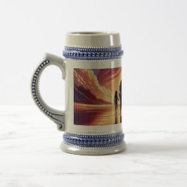 Sunset Family Beach Walk Beer Caneca de cerveja - 