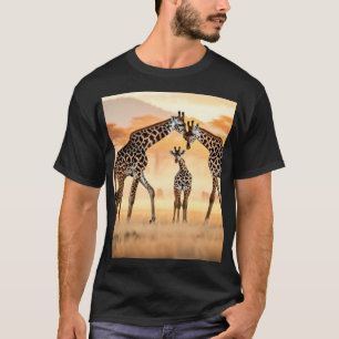 Sunset Giraffes T-Shirt Design"