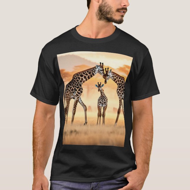 Sunset Giraffes T-Shirt Design" (Frente)