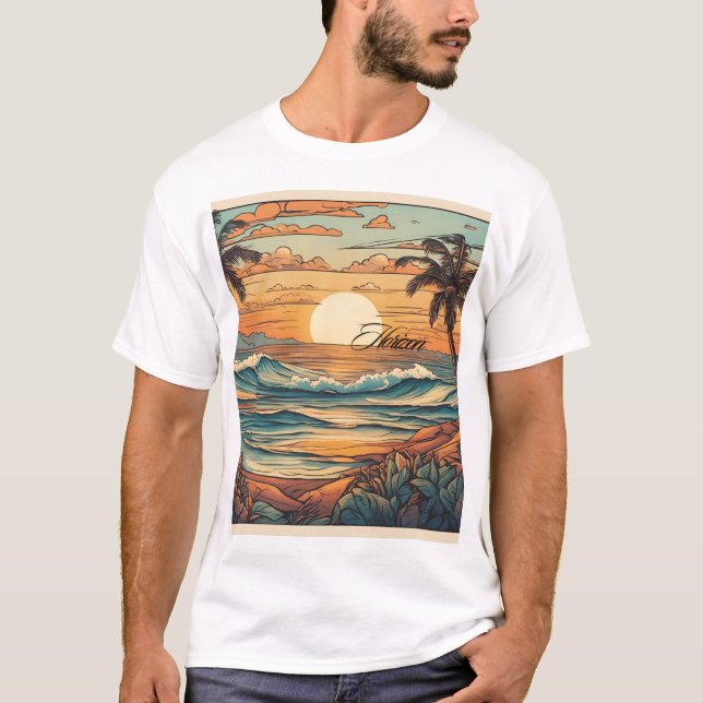"Sunset Horizon Beach Vibes T-Shirt (Frente)