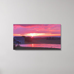 SUNSET NA IMPRESSÃO DO CANVAS ESTATAL DE NOVA YOR