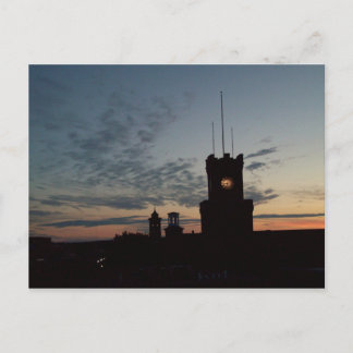 Sunset no cartão postal da torre de relógio