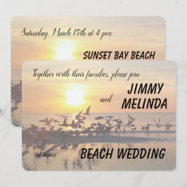 Sunset no Convite para Casamento Tema da Praia