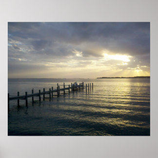 Sunset no Dock no poster de Maryland, no sul de Ma