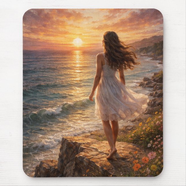 Sunset Ocean Aesthetic Mouse Pad (Frente)