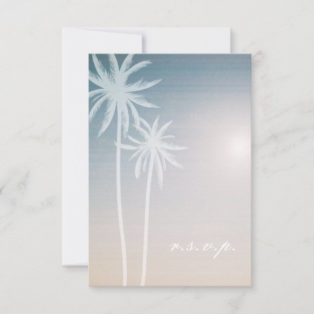 Sunset Ombré Palm Trees Beach Weding RSVP (Frente)