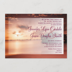 Sunset on Beach Harbor - Convites para Casamento R