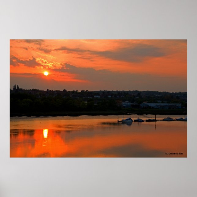 Sunset Over Medway Impressão (Frente)