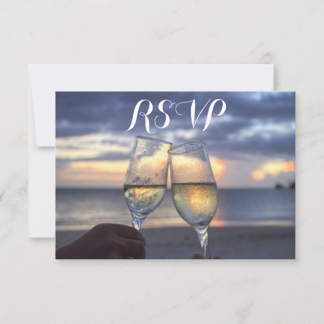 Sunset Personalizado Nas Placas RSVP De Casamento  (Frente)