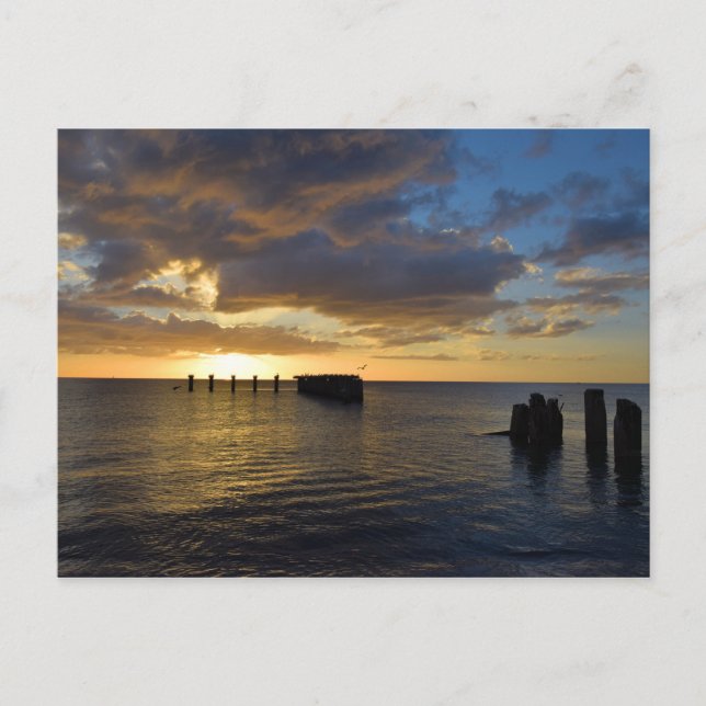 Sunset Pier Gasparilla Island, Flórida - Cartão po (Frente)