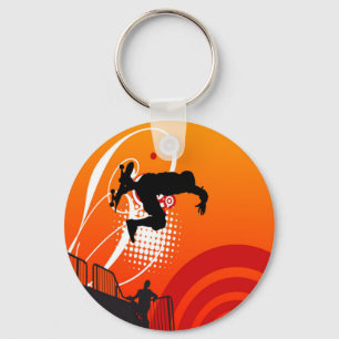Sunset Skateboarder Chaveiro