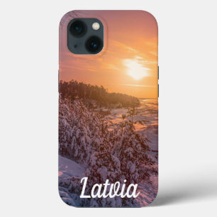 Sunset sobre costa marítima de neve capas de iphon