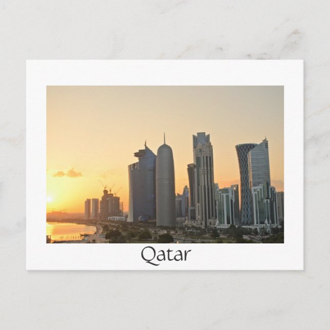 Sunset sobre Doha, Qatar - cartão postal de texto  (Frente)