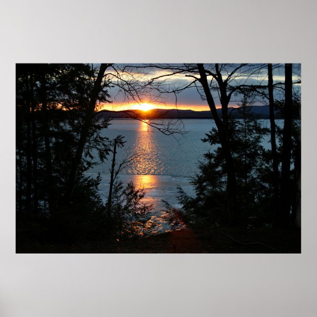 Sunset Sobre Forest Lake Poster (Frente)