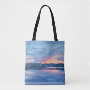 Sunset Sobre o Lago Tote Bag