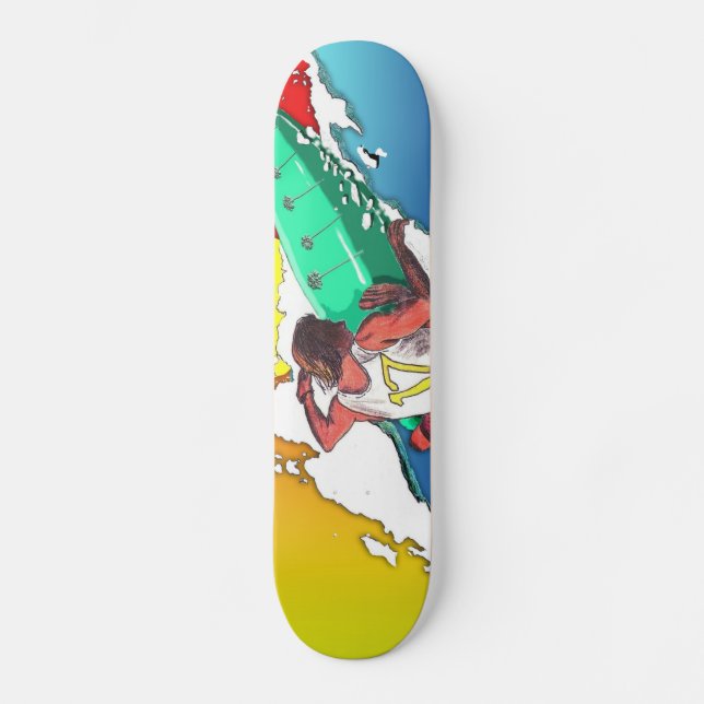Sunset Surfer Surfing Skateboard design (Frente)