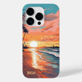 Sunset Tropical Beach do Monograma personalizado