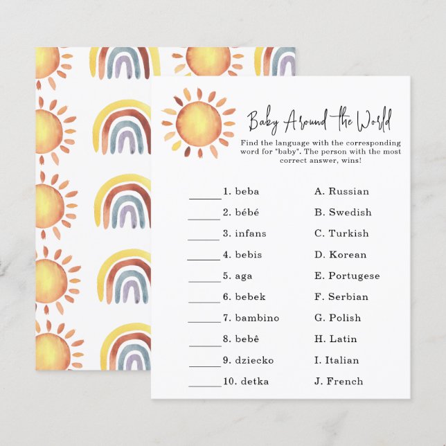 Sunshine - Baby around the world game (Frente/Verso)