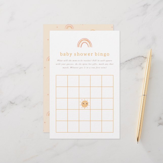 Sunshine Baby Shower Bingo Game (Frente/Verso In Situ)