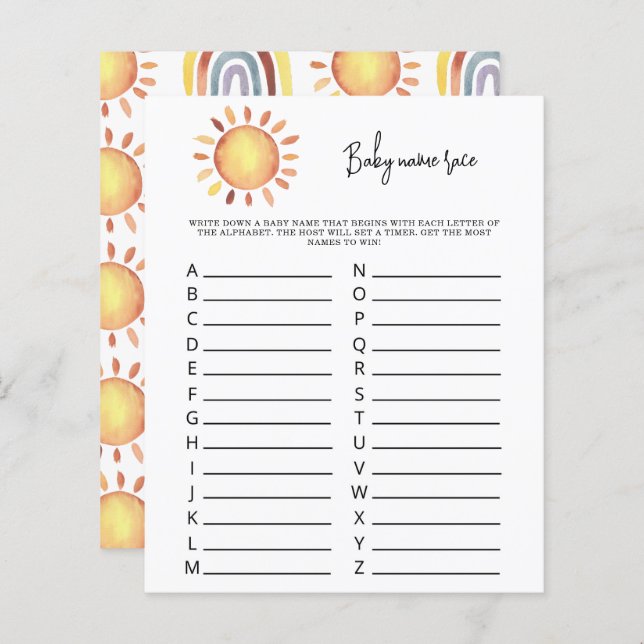 Sunshine Bebê jogo (Frente/Verso)