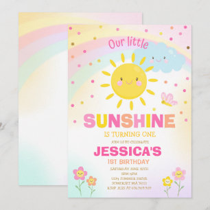 Sunshine Birthday Convite para Pequeno Partido Sun