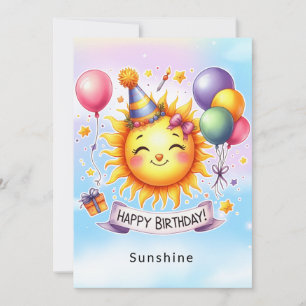 Sunshine Custom Name Feliz Aniversário Cartão de S