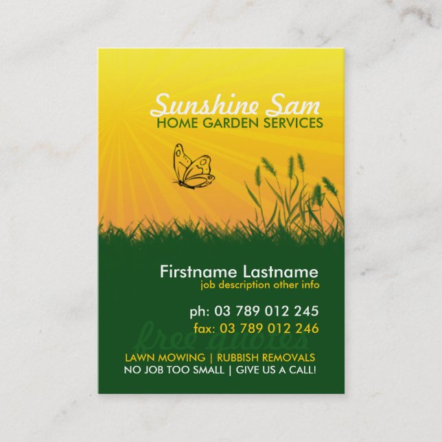 Sunshine Garden Service Cartão de visita (Frente)