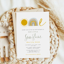 Sunshine Rainbow Primeiro Convite de Aniversário