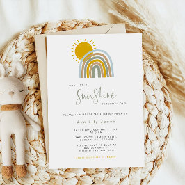 Sunshine Rainbow Primeiro Convite de Aniversário