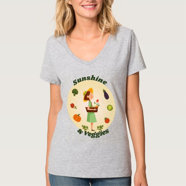 Sunshine & Veggies | T-Shirt Garden Girl Personali (Frente)