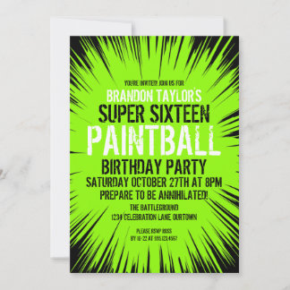 Super 16 Convites de festas Paintball