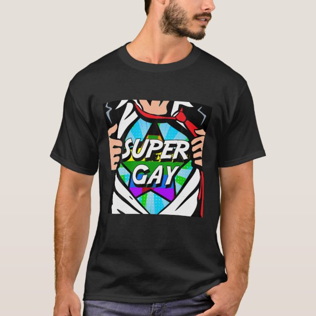 Super Gay de Super Herói Engraçado Saindo Camisa L (Frente)