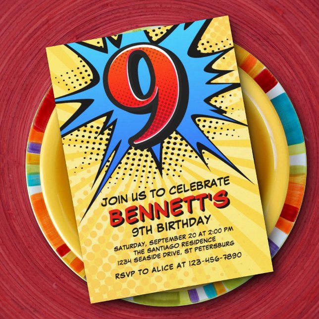 Super-herói 9º Convite de Aniversário (Criador carregado)