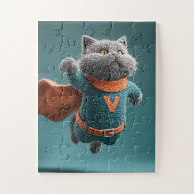 Super-herói Cat Jigsen Quebra-cabeça (Vertical)