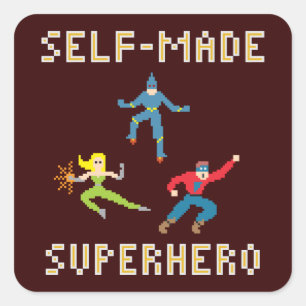 Super-herói da arte do pixel - etiqueta