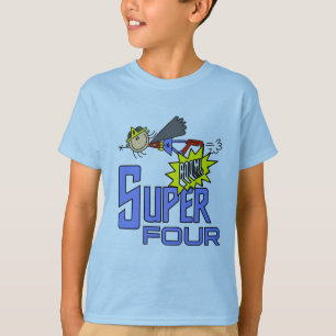 Super-herói Garota 4º Camiseta de aniversário e pr
