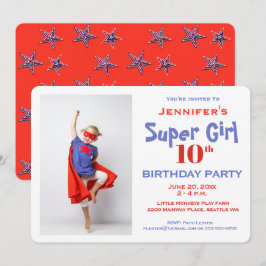 Super Herói Infantil, Convite de Aniversário, Verm